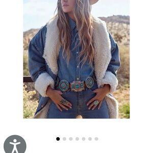 Women's Denim and Shearling Jacket wrangler Lainey Wilson collab never worn